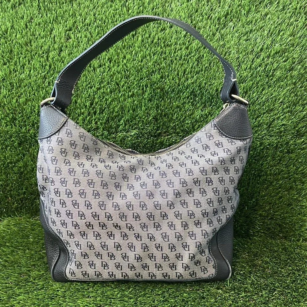 Dooney & Bourke Signature Hobo Purse Navy Logo Shoulder‎ Bag Handbag*